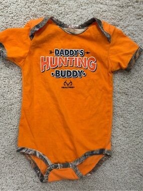 Realtree Orange "Daddy's Hunting Buddy" Camo-Trim Baby One-Piece